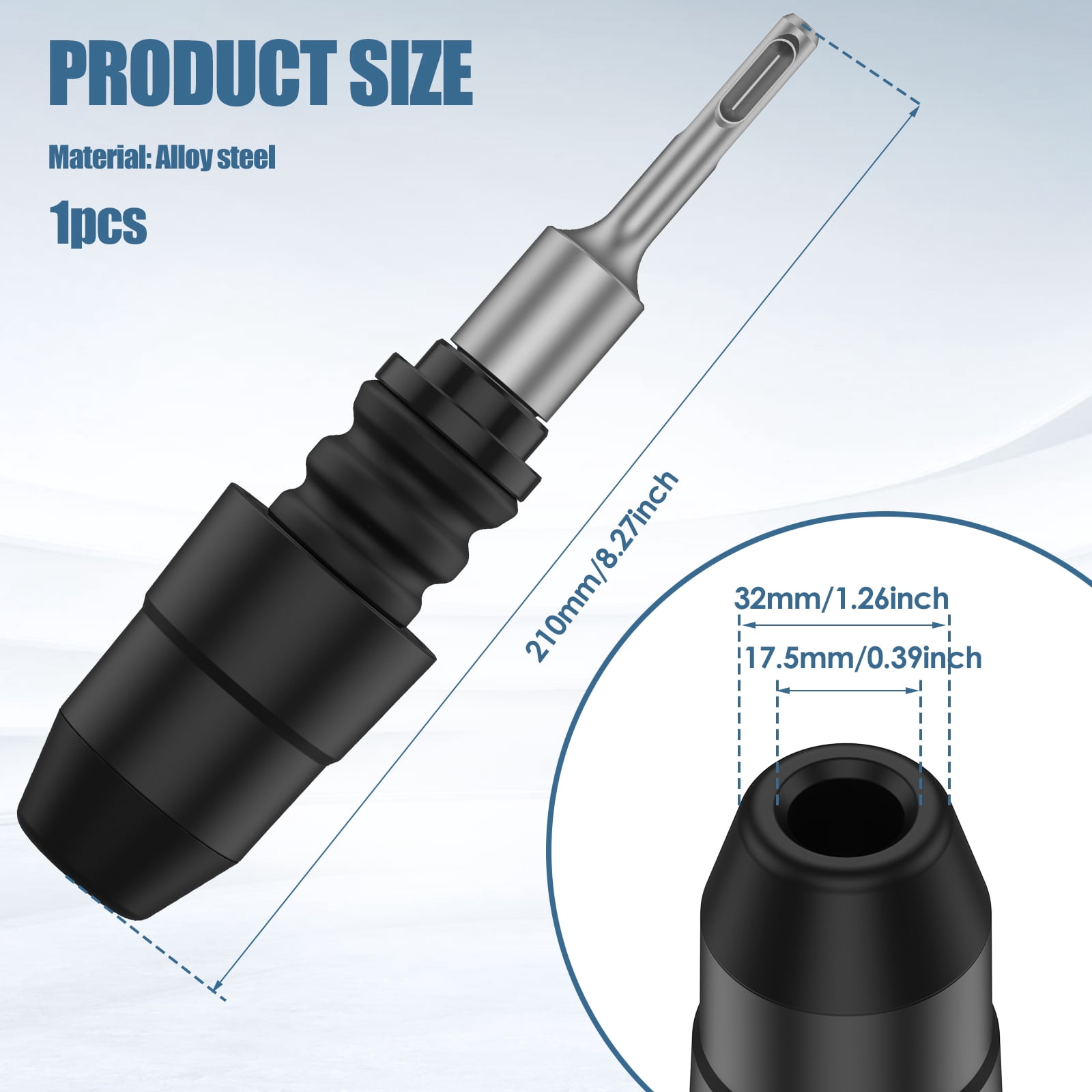 SDS Plus to SDS Max Adapter Alloy Steel Rotary Hammer Drill Chuck Adapter Multipurpose Drill Quick Change Converter for Building Construction Road Maintenance