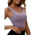 thumbnail image 4 of INSPIRE CHIC Women's V Back Wide Straps Slim Fit Full Coverage Sports Bras Longline Workout Padded Tank Top L Purple, 4 of 4