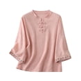 thumbnail image 2 of CaComMARK PI Women 2024 Dressy Casual Cotton Embroidery Blouse Crew Neck Tunic Elbow Sleeve Shirts Plus Size Tops items, 2 of 3