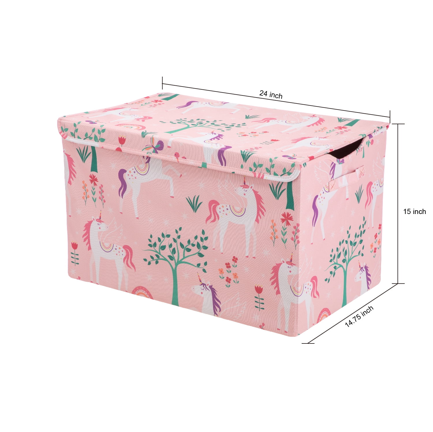 Your Zone Unicorn Pattern Kids Collapsible Toy Storage Trunk 24x14