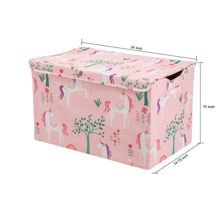 Your Zone Unicorn Pattern Kids Collapsible Toy Storage Trunk 24x14