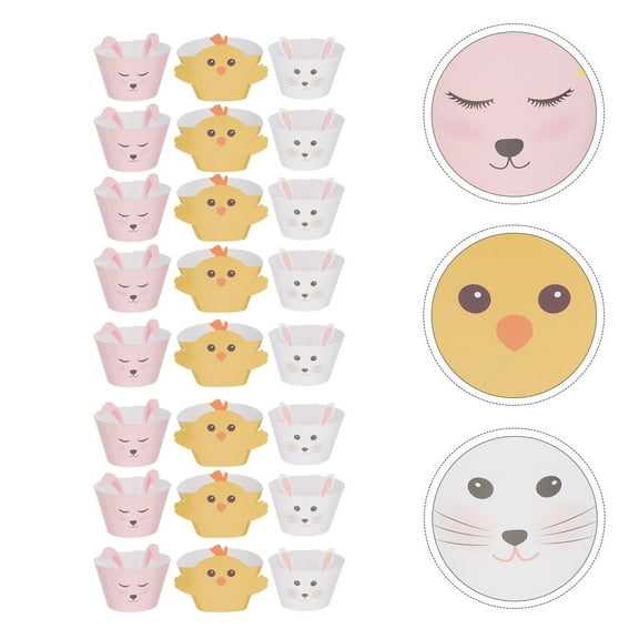 FELTECHELECTR Cupcake Decorations Bunny Cupcake Wrappers Assorted Color 24Pcs 8.3x2.7in