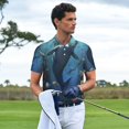 thumbnail image 2 of Kdxio Underwater Dolphin Print Men's Short Sleeve Polo Shirt,Midweight Men's Shirt, 2 of 5