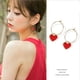 thumbnail image 2 of 1 par de pendientes con forma de corazón rojo, colgantes circulares para mujer, 2 of 8