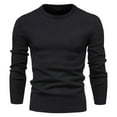 thumbnail image 4 of Fanxing Muscle Sweater Men's Slim Fit Crewneck Sweaters Lightweight Knitted Pullover Casual Long Sleeve Jumpers Back to College Black,L, 4 of 5