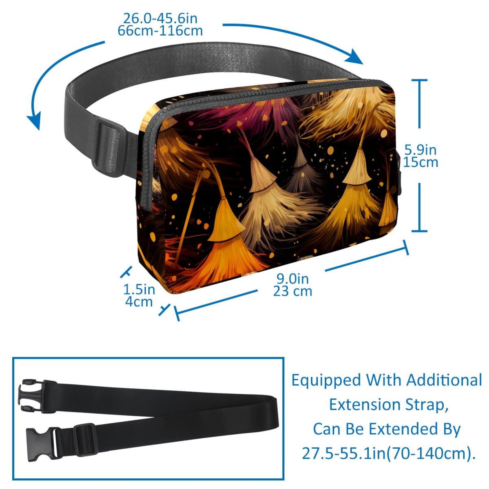 Halloween broomsticks Lightweight Adjustable Sling Bag Crossbody Bag Waist Bag with Extension Strap Unisex