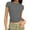 Gray, variant on 2 Pack Women's Crew Neck Ribbed Skim Short Sleeve Fitted T Shirts Casual Basic Tight Tees Stretchy Tops for Women S-XXL