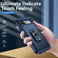thumbnail image 4 of ChicShell Compatible with Google Pixel 6 Pro Case, [Military Grade] [Support Magnetic Car Mount ] Rotatable Ring Kickstand Hybrid Hard PC Soft TPU Shockproof Protective Cover Case - Blue, 4 of 10