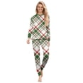 thumbnail image 2 of Yuaguia Family Matching Christmas Pajamas, Red Green White Plaid Long Sleeve Top and Plaid Lounge Pants Sleepwear Set, Festive Holiday Loungewear, Women M, 2 of 6