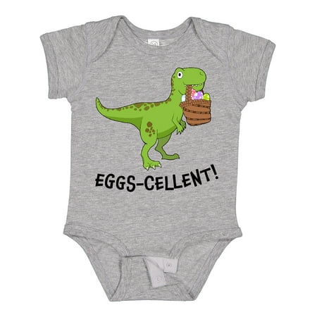 

Inktastic Eggs-cellent! Cute Easter T-Rex Dinosaur Gift Baby Boy or Baby Girl Bodysuit