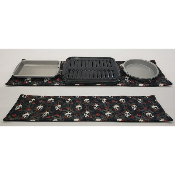 Skulls Webs & Roses Hot Pads or Hot Pad Runner by Penny's Needful Things (Small Hot Pad: 18 x 11.5in)