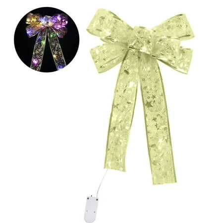 

YUNx Christmas Pendant Bow Decorative LED Xmas Tree Pendant with Lights for Festival Party
