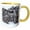 Yellow/White, variant on 3drose, Illinois - Canada Geese Flock on Frozen Lake., 11oz Two-tone Blue Mug