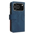 thumbnail image 3 of YEYKX for iPhone 17 Pro Wallet Phone Case with 9 Card Holder Zipper Pocket, Magnetic Closure Premium Folio PU Leather Flip Case with Wrist Strap for iPhone 17 Pro 6.3",Blue,For iPhone 17 Pro, 3 of 8