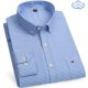 thumbnail image 1 of Oxford-Camisa de manga larga para hombre, 100% algodón, informal, ajustada, Color sólido, estampado a cuadros, a rayas, Formal, talla grande, 1 of 4
