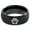 thumbnail image 2 of Tungsten Animal Paw Print Heart Band Ring 8mm Men Women Comfort Fit Black Dome Brushed Polished, 2 of 4