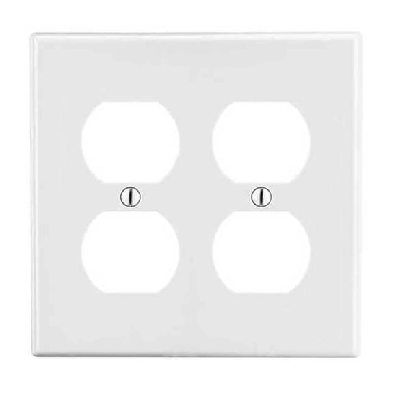 Hubbell Wiring Device-Kellems Dup Recept Wll Plt,Mid;Wht,2Gng,Smth Stn PJ82W