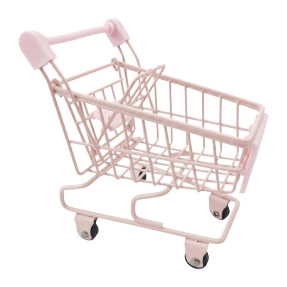 Carrito de compras de juguete, carrito de supermercado pequeño para niños de 3 años en adelante, juguetes de almacenamiento. Rosa