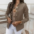 thumbnail image 2 of Baberdicy Womens Blazer Europe and The United States Long Sleeve Slim Breasted Small Suit Short Jacket Womens Blazer Khaki, 2 of 3