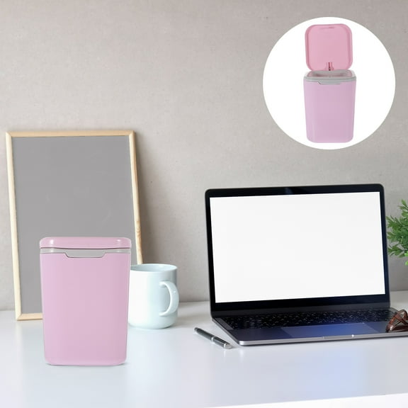 WHAMVOX Small Desk Trash Can Waste Basket for Home Trashcan Office Pink