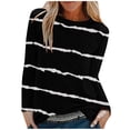 thumbnail image 2 of OKBOP White Tops for Women Sexy,Fashion Print Long Sleeve Comfortable Breathable Round-Neck Womens Plus Size Blouses Referee Shirt, 2 of 5