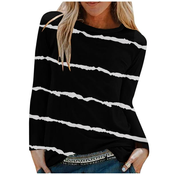Tops para mujer Camisas Blusas Elegantes Camisas casuales de manga larga Estampado de moda Cómodo Transpirable Cuello redondo Odeerbi ODB-5