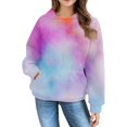 thumbnail image 6 of Mercatoo Cute Tie Dye Hoodies for Teen Girls Oversized Rainbow 𝐇ooded Sweatshirts Trendy Long Sleeve Pullover Shirt Pocket, 6 of 7