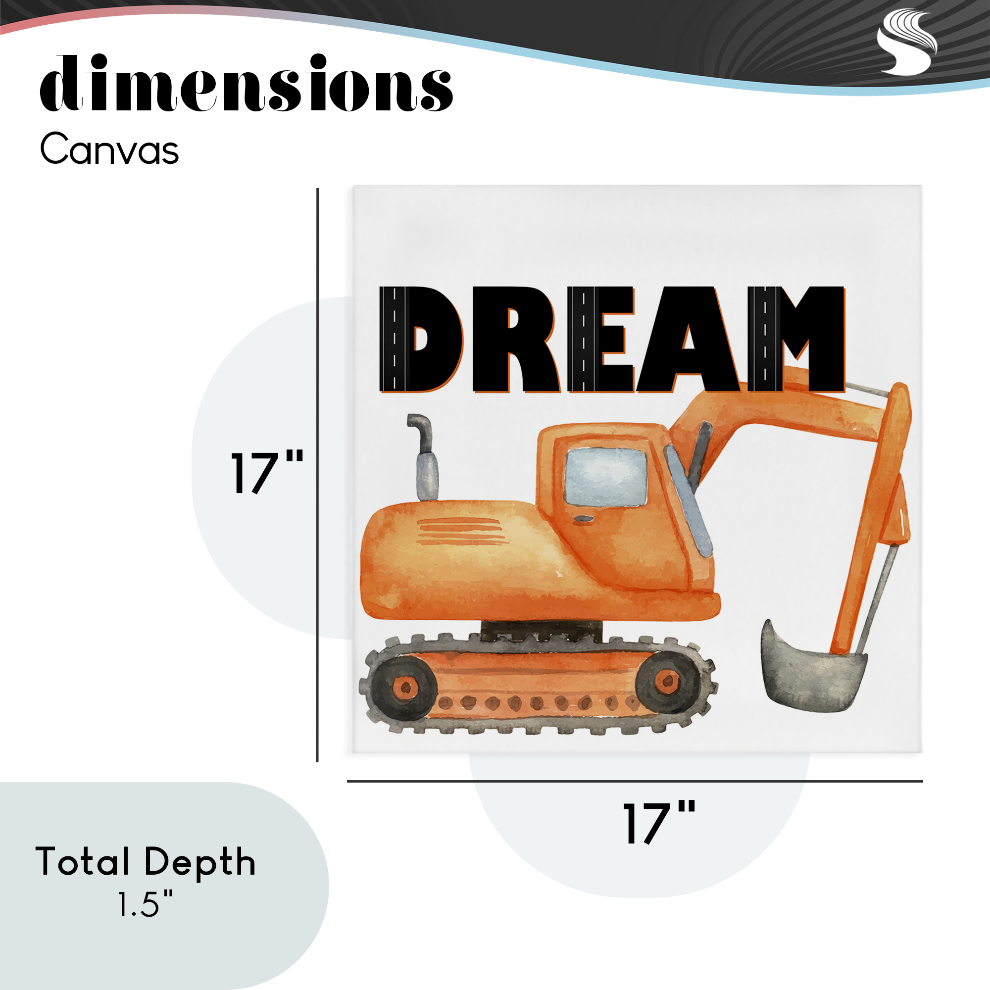 Dream with Orange Excavator Canvas Wall Art, design by Kim Allen