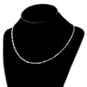 Real Solid 925 Sterling Silver Paperclip Necklace Paper Clip Chain Italy 16" Inch Choker 2MM Wide