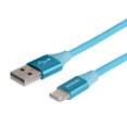 thumbnail image 4 of Merkury Innovations High Speed Charge + Sync USB-A to USB-C 6 FT. Fabric Cable Neon Blue, 4 of 5