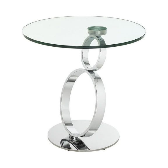 Satellite Round End Table in Clear Glass
