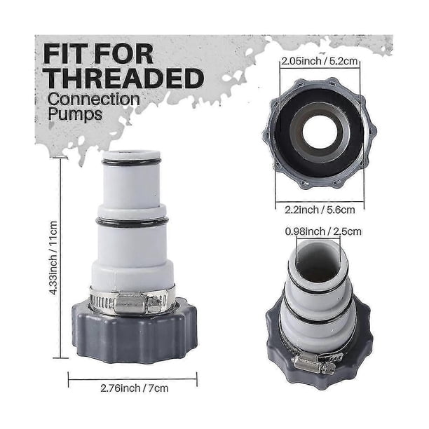 Kit adaptador de conector de tapón de drenaje de manguera de repuesto, adaptador de drenaje de piscina, adaptador de manguera de 1.5 pulgadas a 1.25 pulgadas para
