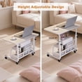 thumbnail image 3 of Adjustable Height Mobile Standing Desk – Ergonomic Rolling Computer Table with Storage Shelves – Space-Saving Laptop Desk for Home Office or School – with Wheels, White 80 x 40CM, 3 of 7