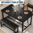 thumbnail image 4 of 4 Piece Dining Table Set with Bench and Chairs, Space Saving Rectangular Kitchen Table with Upholstered Seats, Metal MDF for Apartment Dining Room, Black/Grey/White/Retro, 4 of 8