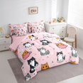 thumbnail image 2 of Manfei Kawaii Teacup Cat Twin Bedding, Triangle Abstract Bedding Comforter Set, Pink, Pink Reversible, 7-Piece, 2 of 6