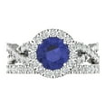 thumbnail image 2 of 1.92 ct Brilliant Round Cut Tanzanite 14k White Gold Halo Solitaire with Accents Engagement Bridal Wedding Ring Band Set size 7.25, 2 of 7