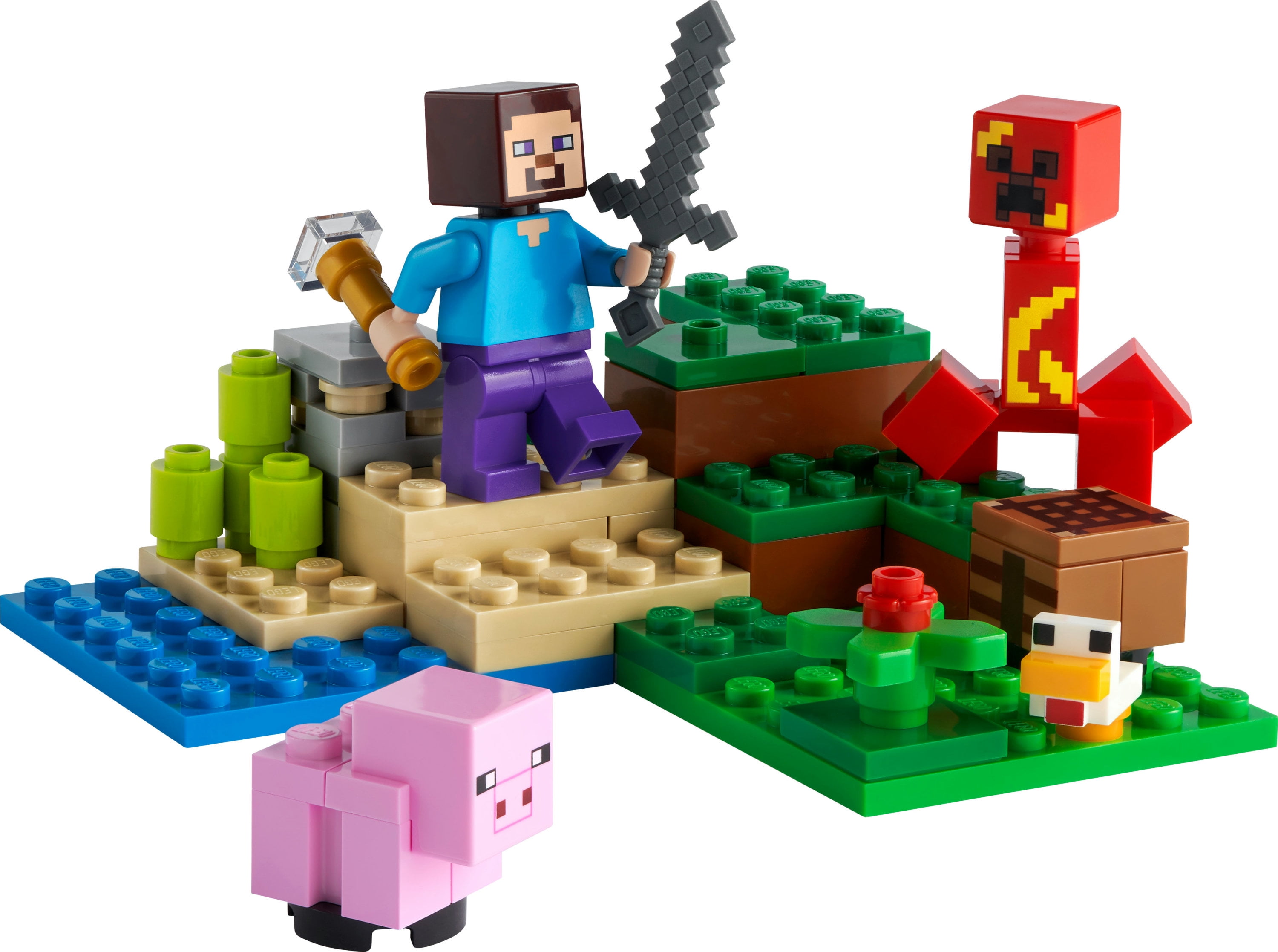 Lego Minecraft - Steve, Zombie, chicken, mystery box