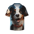 thumbnail image 5 of Daiia Playful Smile Cute Dog Men's Linen Shirts Short Sleeve Casual Shirts Button Down Shirt for Men Beach Summer Wedding Shirt-Large, 5 of 6