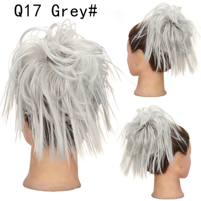 Nvzi Peluca y accesorio para el cabello despeinados, 1 pieza de bucle de cabello ondulado y esponjoso de 5.9 * 5.12 * 3.94 pulgadas, pre-esponjoso estilo diadema elástica para peluca, color gris.