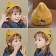 thumbnail image 4 of Children Hat Winter Knitted Cap Cartoon Embroidery High Elasticity Thick Solid Color Anti-slip Cold Resistant Ear Protection Unisex Outdoor Cap Beanie, 4 of 10