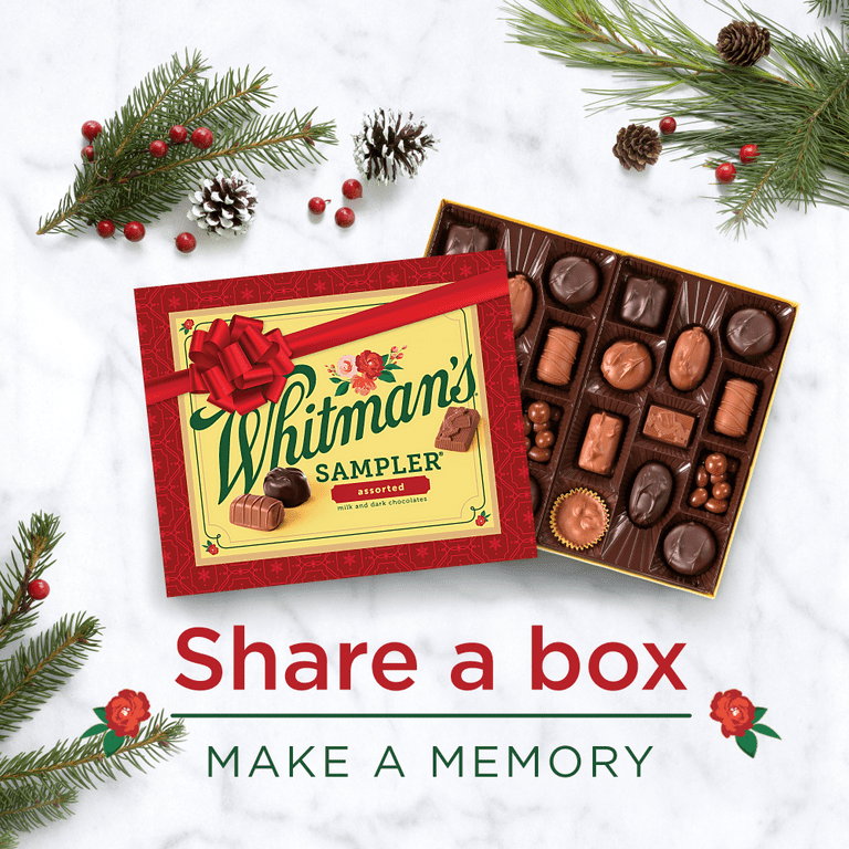 WHITMAN'S SAMPLER Christmas Assorted Milk & Dark Chocolate Gift Box, 10 oz.  (22 pieces) - Walmart.com