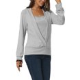 thumbnail image 4 of Unique Bargains Women's Long Sleeve Square Neck Solid Color Fake Two-Piece Casual Top, 4 of 6