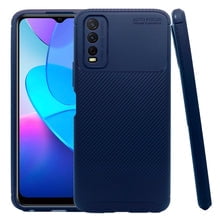 Atti Rugged Carbon Vivo Y11s/Y20 Azul Marino 1pz Mas Mica 9D Atti Funda de Silicon Uso Rudo