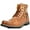 Brown, variant on Men's Motorcycle Combat Oxford Boot Fur Lining Warm Zipper Riding Boots Leather Waterproof Casual Ankle Shoes