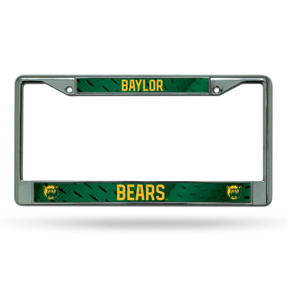 Rico Industries NCAA Baylor Bears 12" x 6" Chrome Frame With Decal Inserts - Car/Truck/SUV Automobile Accessory