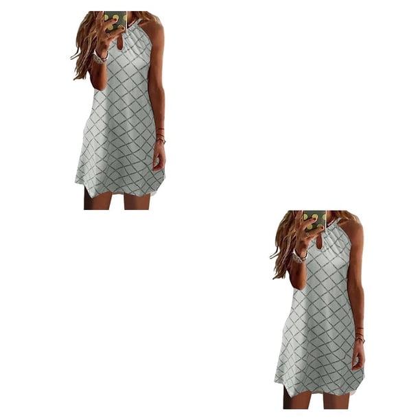 Minnieouse Vestido casual estampado casual sin mangas estético vestido de viaje playa vacaciones club baile mujer ropa de verano Type9 NO9