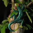 thumbnail image 1 of Vivid Gecko Wall Decorativo Escultura de pared Escalada Gecko Estatuas Colgando Arte Artesanía de hierro para valla Hogar Jardín Patio Comedor Verde BLESIY Decoraciones colgantes de pared Gecko, 1 of 8