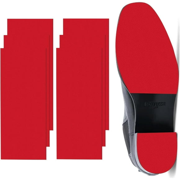 6 Pack Self-Adhesive Shoe Sole Protector for Heels, 9.8" x 3.9" Silicone Anti Slip Shoe Grips on Bottom of Shoes, Women Bottom Protector, Stick on Outside Non Slip Pads Guard (Red)