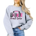 thumbnail image 3 of Tackle Breast Cancer Sweatshirt for Women, Teens & Kids Pink Ribbon Football Game Day Sweater Gray Sweatshirt Adult X-Large, 3 of 4