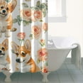 thumbnail image 4 of Corgi Dog and Flower Florals Shower Curtain 36"x72" ,Bathroom Decorative Shower Curtains Set with 12 Hooks,Modern Waterproof Washable Shower Curtain, 4 of 6